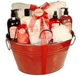 Morgan Avery Sugared Bath and Body Jumbo Metal Pail Gift Set, Cranberry