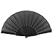 uxcell Plastic Fabric Hand Foldable Fan for Ladies Men Black