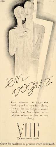 1928 Ad French Vog Watches Women Fashion Art Deco - Original Print Ad