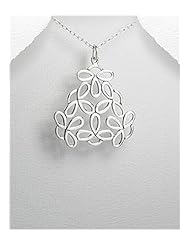Flower Pendant Necklace In 92.5 Sterling Silver