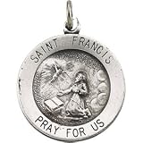 Sterling Silver Round St. Francis Pendant Medal