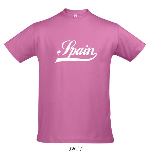 T-Shirt Spanien Oldschool Spain LÄNDERSHIRT EM / WM FAN Trikot S-XXL , Orchid pink – weiß , M