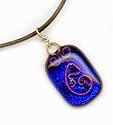 Reiki Dichroic Pendant Necklace - Dai Ko Myo - Fused Glass Dichroic Pendant - Sparkle Blue Fashion