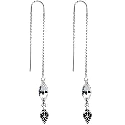 Handcrafted Leaf 925 Silver Threader Earrings MADE WITH SWAROVSKI ELEMENTS Made with ELELMENTS