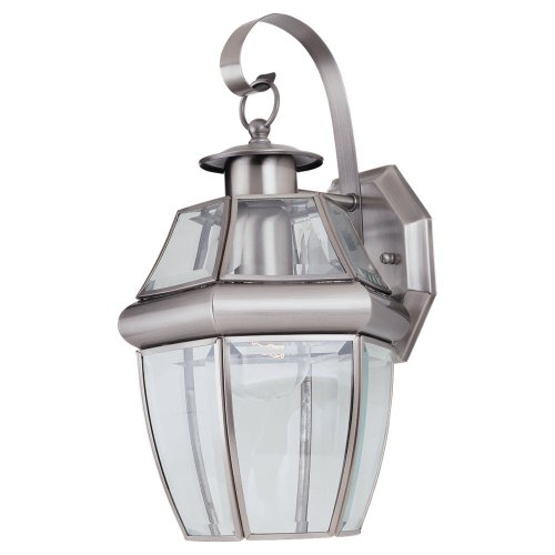 Sea Gull Lighting 8037-965 Single-Light Lancaster Small Classic Outdoor Wall Lantern, Clear Beveled Glass and Antique Brushed Nickel