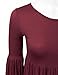Doublju Womens Long Bell Sleeve Flared Ruffle Blouse Top (Made In USA)