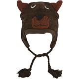 Unisex Adorable Animal Face Fully Lined Knit Winter Hats / Earflap Beanie - Brown Bear
