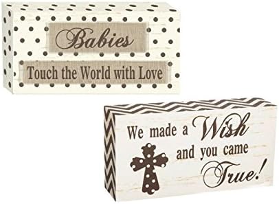 2 Piece Shabby Elegance Wooden Plock Hanging Art Set