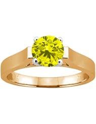 1.10 Ct Round Canary SI1/SI2 Diamond 14K Yellow Gold Ring