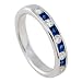 14K White Gold 1/4 ct. Machine Set Diamond with Alternating Square Shaped 3/8 ct. Sapphire Wedding Band
