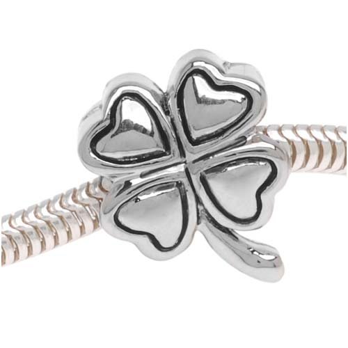 Silver Tone Double Sided 4-Leaf Clover Shamrock 