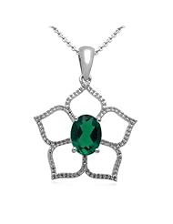 Sterling Silver Diamond Flower Pendant Necklace, 18"