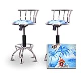 2 24"-29" Elvis Presley Blue Fabric Seat Chrome Adjustable Specialty / Cust ....