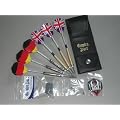 6 DARTPFEILE mit STAHL- und PLASTIKSPITZEN (3 Chrom + 3 Messing), EMPIRE�-DARTTASCHE und ZUBEH�R (231