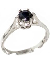 High Quality Solid 9K White Gold Genuine Natural Sapphire Solitaire Ring - Finger Sizes 4 to 12 Available