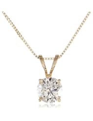 10k Yellow Gold Diamond Solitaire Pendant Necklace (1/2 cttw, I-J Color, I2-I3 Clarity), 18"