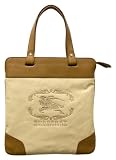 Burberry Stowell Flat Small Tan Canvas and Leather Roll-up Tote 3201222