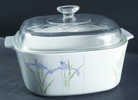 Corning Shadow Iris 5 Quart Square Covered Casserole W/Glass Lid, Fine China Dinnerware
