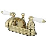 Kingston Brass KB2602PL Vintage 4-Inch Centerset Lavatory Faucet with Porcelain Lever Handle, Polished Brass (Not CA/VT Compliant)