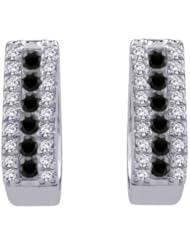 14K White Gold 1/2 ct. Black and White Diamond Huggie Earrings