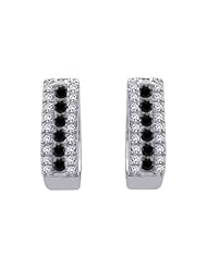 10K White Gold 1/2 ct. Black and White Diamond Huggie Earrings
