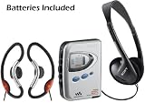 Sony Walkman Digital Tuning Slim Compact Portable Lightweight AM/FM Mega Bass Stereo Radio (Black) with Tape Cassette Player, Weather Band, 33 Station Preset Memory, DX Switch for Exceptional Reception, Protective Carry Case with Convenient Belt Clip, Ove
