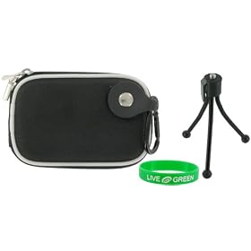 Hard Nylon (Black) Case and Tripod for Nikon Coolpix L20 Digital Camera Deep Red