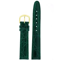 Men's Genuine Leather Watch Band Croco Grain Green Padded 20mm SALE
