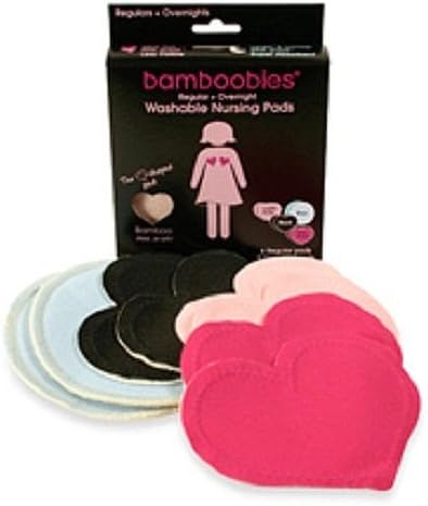 Bamboobies 8 Pack in Assorted Colors 6 Regular + 2 Overnight Pads