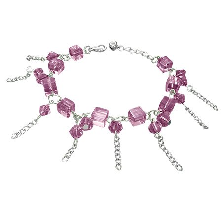 The Stainless Steel Jewellery Shop - Fashion Crystal Glass Beads Ball Cube Bell Charm Bracelet/Anklet
