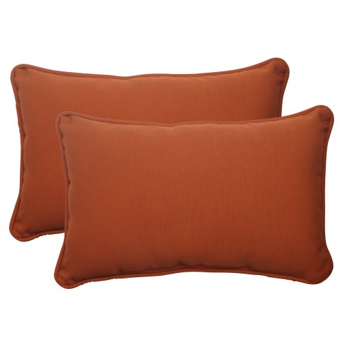 Pillow Perfect Indoor/Outdoor Cinnabar Corded Rectangular Throw Pillow, Burnt Orange, Set of 2