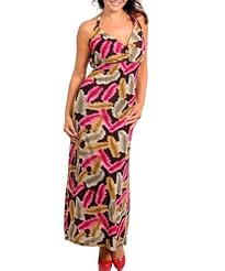 Plus Size Feathers Sleeveless General Print Summer Spandex Maxi Dress 