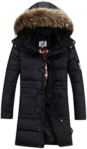 HYBamnbo Men's Down Jacket Faux Fur Long Down Coats
