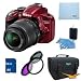 Nikon 16 GB Bundle D3200 DX-format Digital SLR Kit w/ 18-55mm DX VR Zoom Lens (Red)