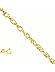 14k Solid Yellow Gold 0.6 mm (1/32 Inch) Milano Rope Chain Necklace 20" w/ Spring Ring Clasp