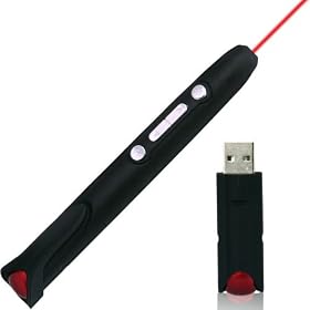 August LP170B Pointeur Laser Rouge Dispositif Sans Fil T�l�commande de Pr�sentation PowerPoint avec Navigateur RF de pages, touches raccourci de pr�sentation d�marrage / fin / �cran blanc et fente int�gr�e pour r�cepteur USB Port�e de 15m Pile Incluse - NOUVEAUX COULEURS MAINTENANT DISPONIBLES: EN ARGENT (LP170S) EN ROUGE (LP170R) ET EN BLEU (LP170L) - VOIR OFFRES SPECIALES EN-DESSOUS ET RECEVREZ UN CADEAU GRATUIT!!