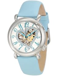 Stuhrling Original Womens 109SW.1215C2 Amour Aphrodite Delight Automatic Skeleton Sky Blue Leather Watch