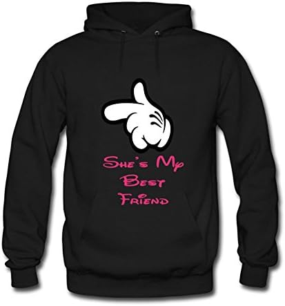 Zerood Long Sleeve O Neck She Is My Best Friend Cotton Hoodies for Men Medium Black