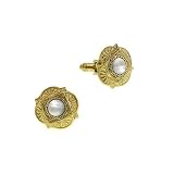 41I2LccaPXL. SL160  Proudly Made in the USA Men Jewelry Scalloped Gold Tone Mother of Pearl Cufflinks Cuff Links