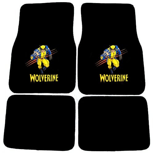  Wolverine X-Men Mutant Marvel Comics Logo Front & Rear Seat Car Truck SUV Carpet Floor Mats - 4PC