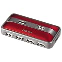 Hama USB 2.0 Hub 1:7 rot/anthrazit mit Netzteil