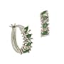 Sterling Silver .925 Genuine Emerald Stone Marquise Cut Genuine Diamond Accent Hoop Earrings