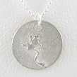 Round Leaping Frog Pendant in Sterling Silver on 16" ball chain, #8735