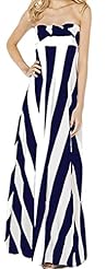 Cotton/Polyester Empire   Waistline Striped Print Backless Club Dress/Evening Dress/Prom Dress/Maxi Dress 