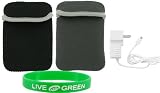 Non-OEM Amazon Kindle 2 Neoprene Sleeve Case with Home Charger - Reversible Black Grey