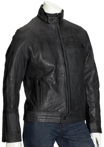 ESPRIT Leder- Jacker C30161 Herren Jacken, Gr. 50/ 52 (L), Schwarz (black 001)