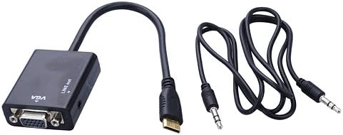 Brand new Practical Mini HDMI VGA Plug Conversion Cable + 3.5mm Cable-Black