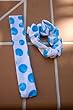 Blue Polka Dot Swimsuit Headband/Hatband: Swimwear Head/Hatband Only
