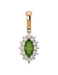 14K Rose Gold 8.00x4.00mm Marquise Cut Green Tourmaline and Diamond Pendant -- LIFETIME WARRANTY