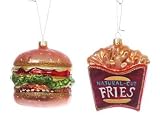 Fast Food Burger & Fries Christmas Ornament Set